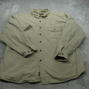 Levi Jacket‎ Men Beige Plaid Lined Cotton Work Shirt Shacket Rugged  Warm Fall